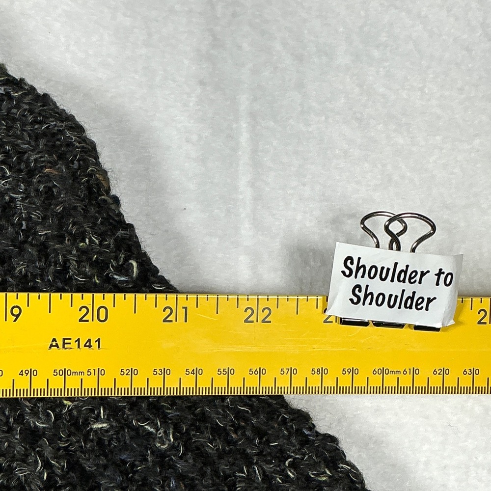 Free People Size M Tweedy Dark Gray Wool Blend Chunky Turtleneck Sweater Dylan - Picture 9 of 15